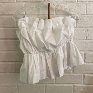 Anthropologie White Strapless Blouse